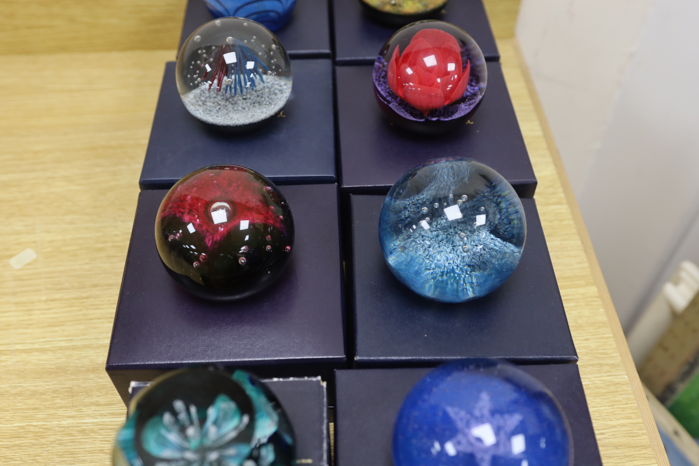 Nine Caithness paperweights, boxed, some limited edition